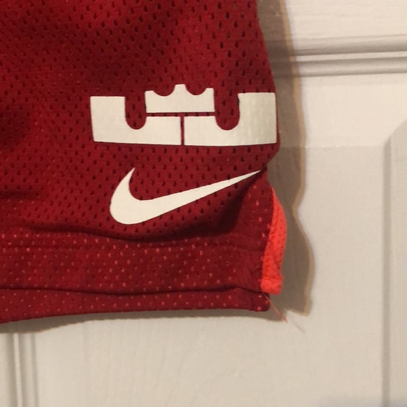 Nike boys red mesh Dri-Fit shorts.  Red with orange lining, comfortable and cool - Picture 3 of 9